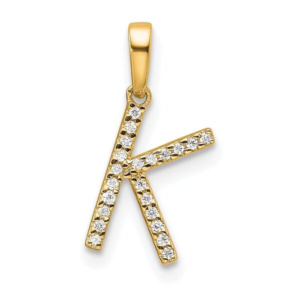 Kazi Luxury 14k Yellow Gold Diamond Letter K Initial Pendant